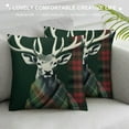 thumbnail image 3 of Pillow Case Covers King Soft Pillow Shams Covers Green Tartan Reindeer Head, Rectangular Bed Pillowcases for Bedroom Sofa Couch, 3 of 5