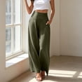 thumbnail image 2 of VBVC Women's High Waisted Wide Leg Yoga Pants , Flowy Stretchy Trousers For Women,Ladies' Casual Palazzo Pants with Pockets,Army Green,S-2XL, 2 of 10