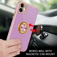 thumbnail image 4 of iPhone 11 Case, iPhone 11 Phone Case Electroplated iPhone 11 Case with 360° Ring Holder Kickstand Soft TPU Car Mount Supported Shockproof Protective Plating iPhone 11 Case Cover, Purple, 4 of 16
