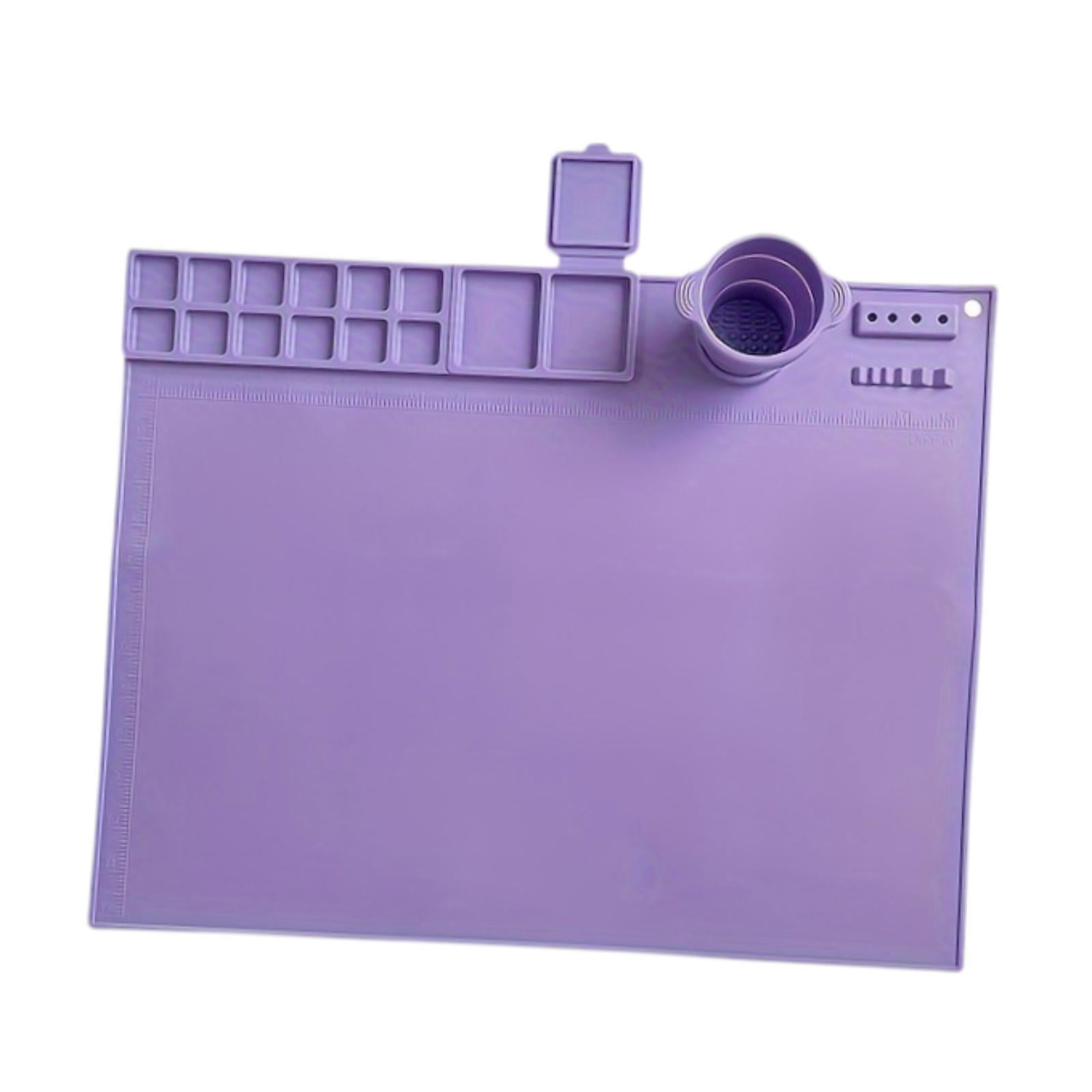 QccHieUs Silicone Painting Mat Artist Mat Multipurpose Easy to Clean Washable Drawing Mat Violet