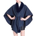 thumbnail image 1 of Cape Châle Tricotée Couleur Unie, Col Faux Élégant pour Femmes, 1 of 6
