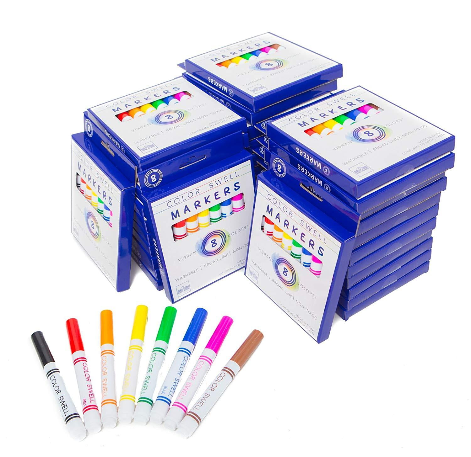 36 Sets of Washable Kids Markers (8 Packs) in Bulk for Teachers