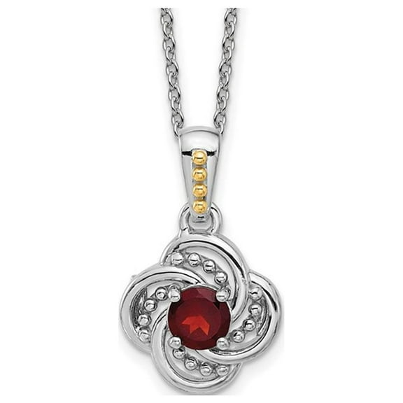 2/3 Carat (Ctw) Garnet Pendant Necklace in Sterling Silver with Chain for Women