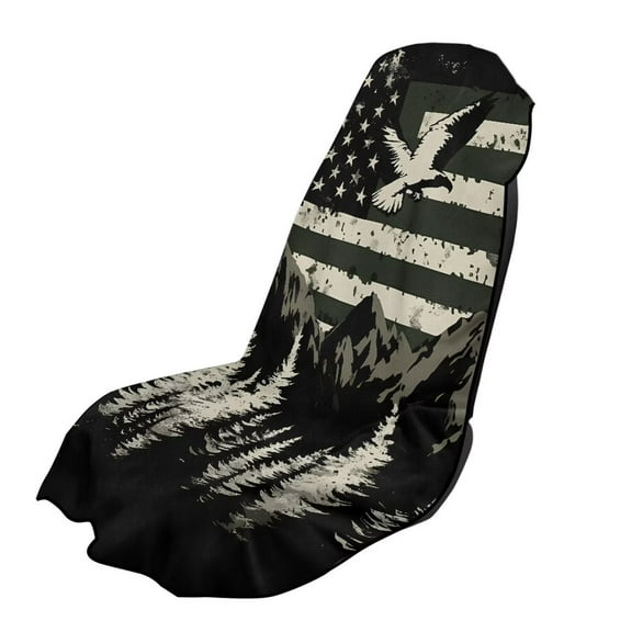 Garronmavis American Flag Eagle Car Seat Towel Cover Soft Quick-Dry Fabric Elastic Edge Pockets Secure Fit Includes Travel Pouch Swim Yoga Outdoor Adventure Ready
