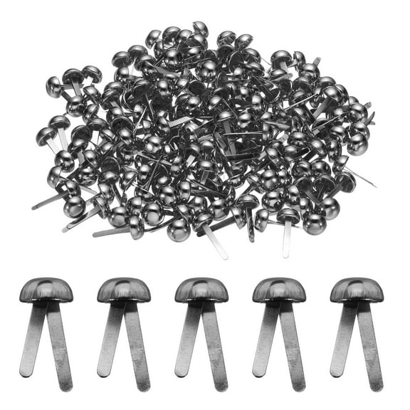 Uxcell 100pcs Brads Paper Fasteners, 8mm x 17mm Metal Paper Crafts Brads, Small Round Brass Split Pins, Gunmetal