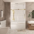 thumbnail image 3 of Frameless shower door 56-60 "W x 60" H, 1/4 "(6 mm) Clear Tempered Glass, Explosion Proof Film, Stainless Steel Handle,Brushed Gold, 3 of 5