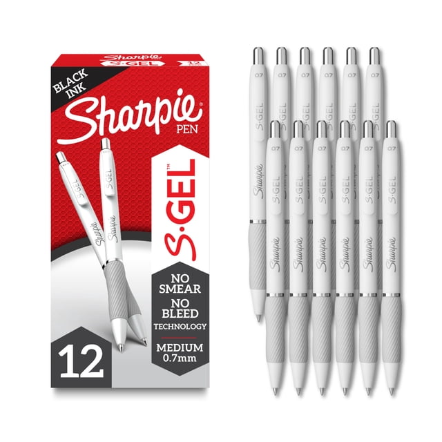 Bolígrafos de gel Sharpie S-Gel, 0,7 mm, punta media, blanco perla, 12 unidades