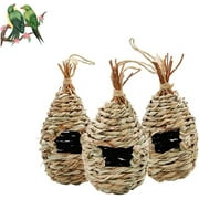 Nvzi 3 Pack Hummingbird House Hand Woven Birdhouse Grass Hummingbird Nest for Outside