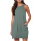 thumbnail image 1 of Vestido sin mangas con ojales para mujer, vestido de baño para la playa, cubierta - Poliéster, cuello redondo, bolsillos, largo corto, S-XXXL para vacaciones/casual, 1 of 6