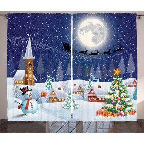 Gckg Christmas Snowman Xmas Santa Claude Window Curtain Kitchen