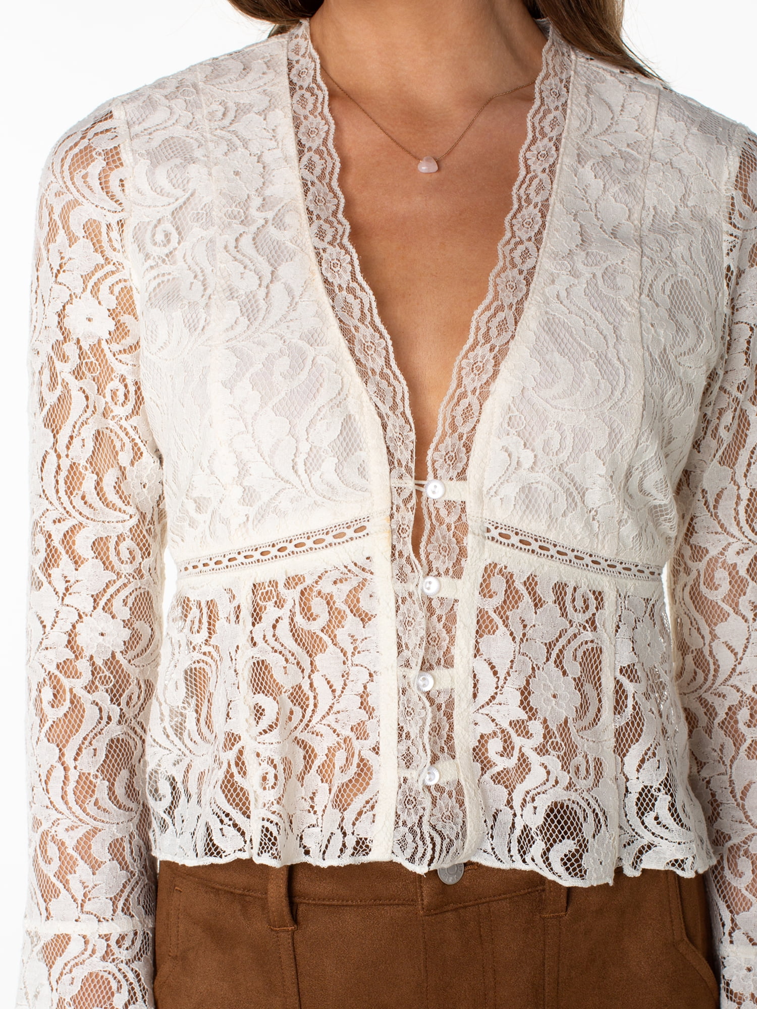 Celebrity Pink Women's Bell Sleeve Lace Top, Sizes XS-XXXL