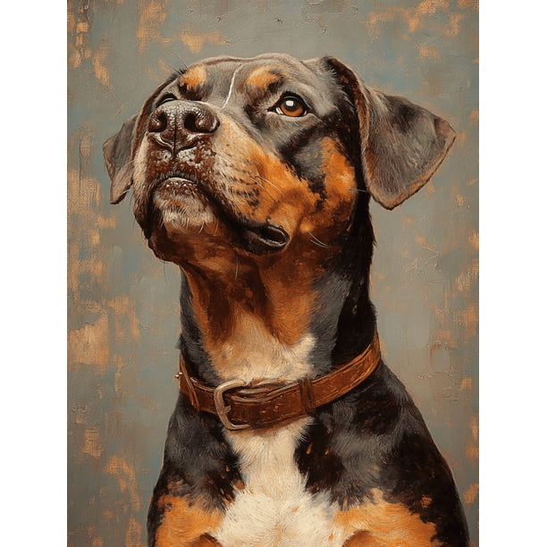 Qisvanset Framed Canvas Wall Art 12x16 Inch Vintage Boxer Dog Regal Farmhouse Pet Art