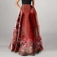 thumbnail image 5 of Red Womens Long Skirts Women Floral Print Skirt High Waist Party Beach Pocket Long Maxi Skirt Skirts for Women, 5 of 6