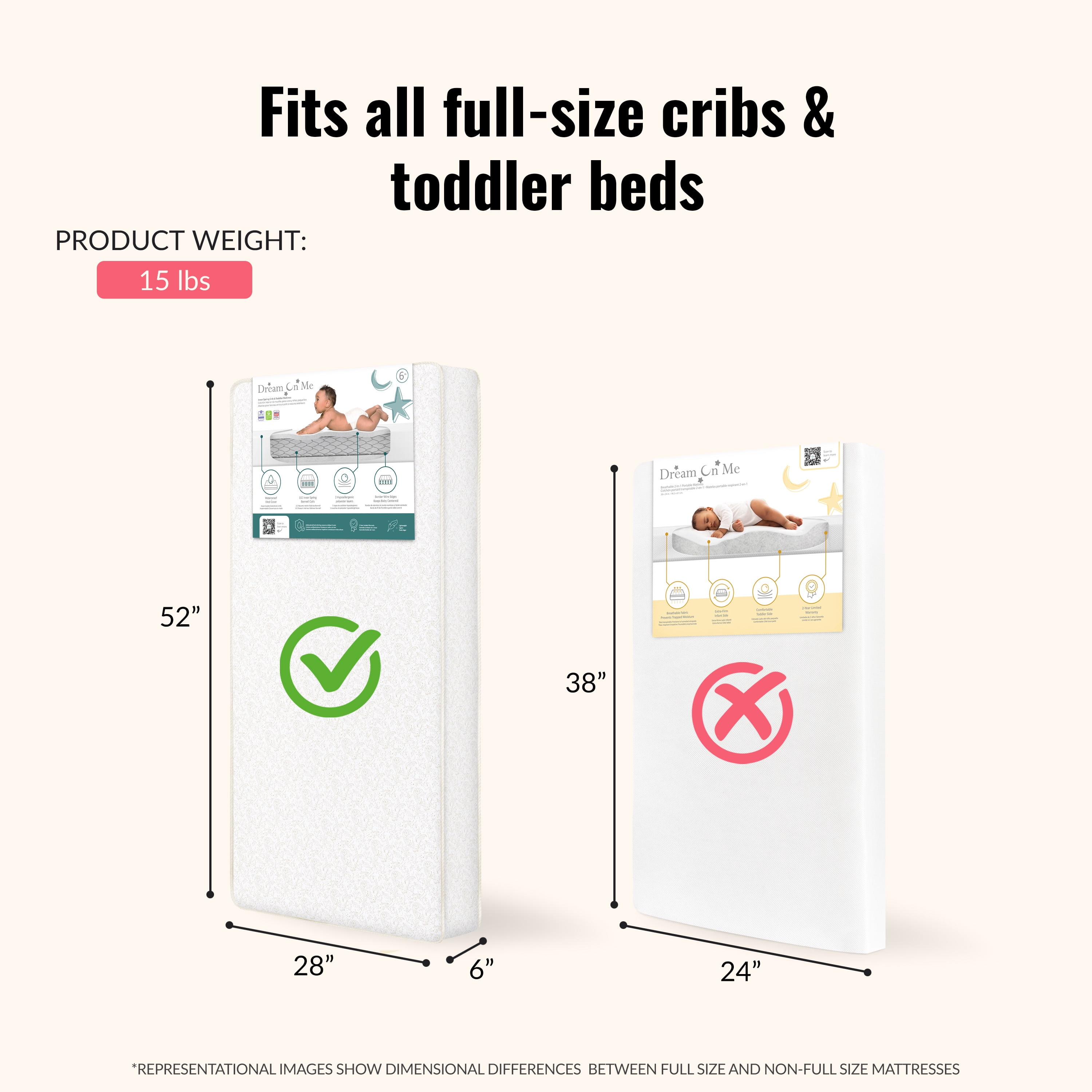 Dream On Me Snug Support Crib and Toddler Mattress, Paisley