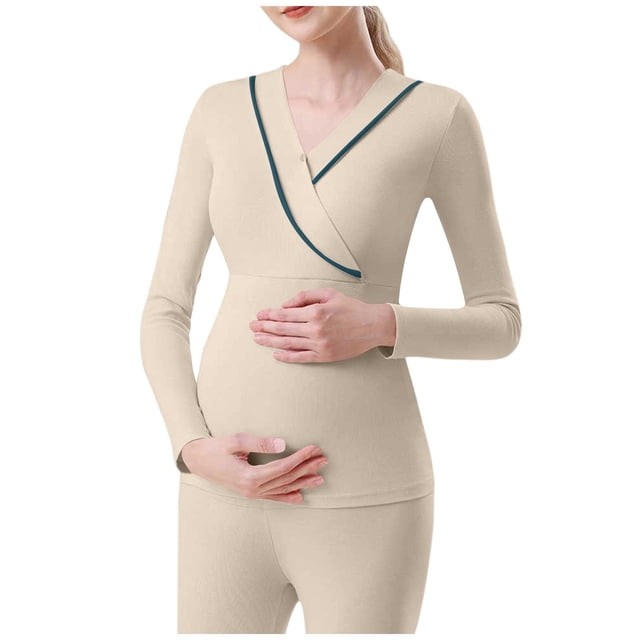 RXMEKW Haut de Base de Maternité pour Femmes en Coton Doux à Manches Longues et Col Rond, Couleurs Assorties