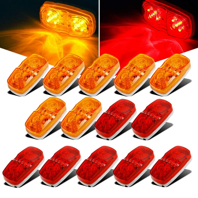 Luz LED de señalización lateral Partsam, 14 unidades, para remolque, RV, 12 V, rectangular