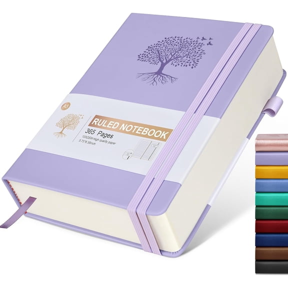 Lined Journal Notebook -365 Pages A5 Thick Journals for Writing Ruled Notebook, Pink Hardcover Leather Journals for Women Men, Daily Journal Notebook for Work, Note Taking ( 5.75'' X 8.38'' Purple)