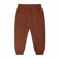 thumbnail image 3 of Odeerbi Toddler Boys Girls Cotton Sweatsuit Winter Crew Neck Long Sleeve 2024 Casual Gold Silk Trousers Set Brown 4-5 Years, 3 of 8