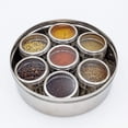 thumbnail image 4 of King International Stainless Steel Indian spice box, Indian Masala See Through Spice Shakers, masala box, steel masala dabba, Spice organizer with 7 spice containers size 8 X 8 inches.…, 4 of 6