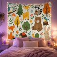 thumbnail image 2 of Woodland Animal Pattern on Beige Background, Playful Illustration for Wildlife Lovers, Nature Wall Decor, Housewarming Gift, Tapestry Wall Hanging for Nursery and Playroom, 2 of 7