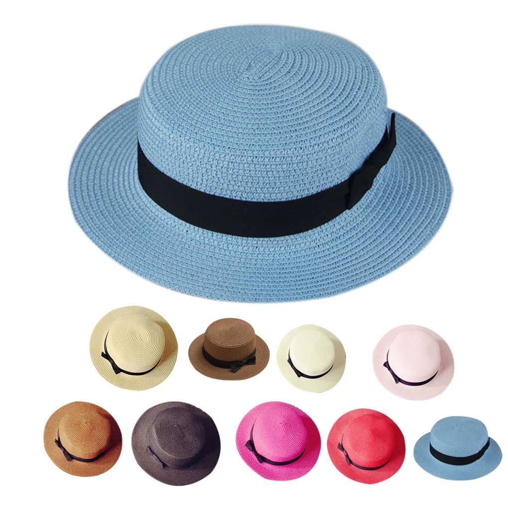 facefd Flat Straw Hat Small Brim Straw 