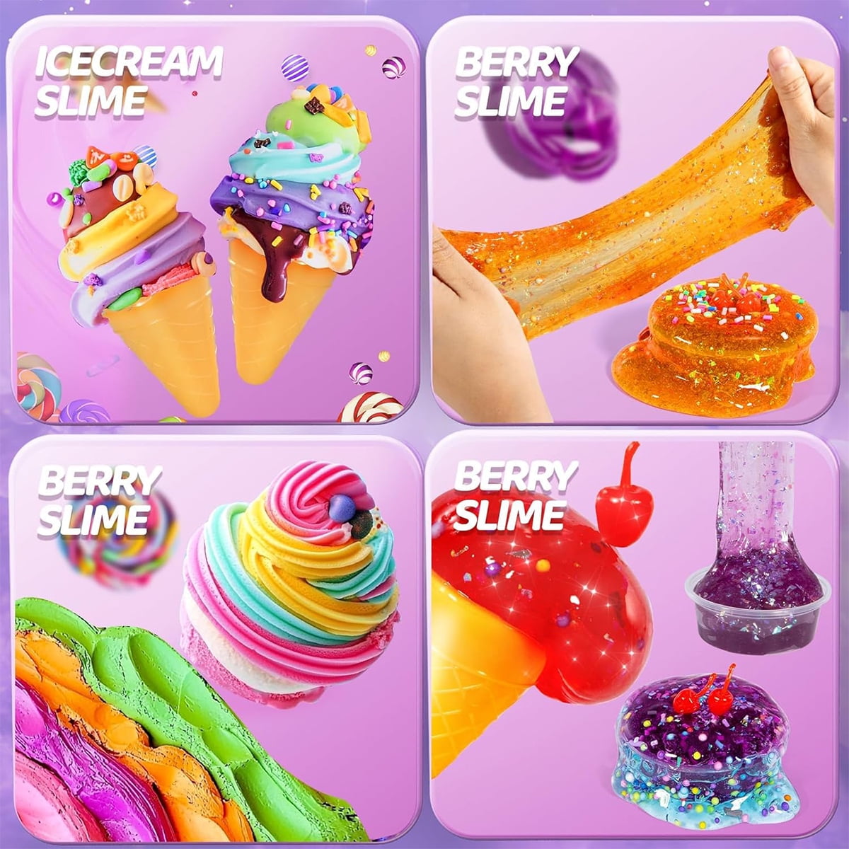 DIY Slime Set with Ice Cream Theme, Hand in Hand Made Sweet Stress Relief Toys