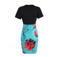 thumbnail image 4 of DondPO Robe Sexy Midi Robes Manches Épissées Robe Fleurie Sexy Femmes Courte Col Rond Mode Imprimée Robe d'Été Robe Moulante Robe Verte TG, 4 of 5