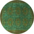 thumbnail image 1 of Ahgly Company Indoor Round Oriental Turquoise Blue Modern Area Rugs, 8' Round, 1 of 4