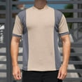 thumbnail image 4 of Yusimy Men's Waffle Knit Short Sleeve T-Shirt Color Block Design Breathable Casual Comfort for Daily Wear, 4 of 7