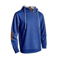 thumbnail image 3 of Chiccall Vintage Hoodies for Men Fleece Quarter Button Mock Neck Drawstring Sweatshirt Casual Colorblock Comfy Warm Pullover Tops, 3 of 7