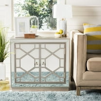 SAFAVIEH Juniper Classic Geometric 2 Door Mirror Chest, Champagne/Nickel