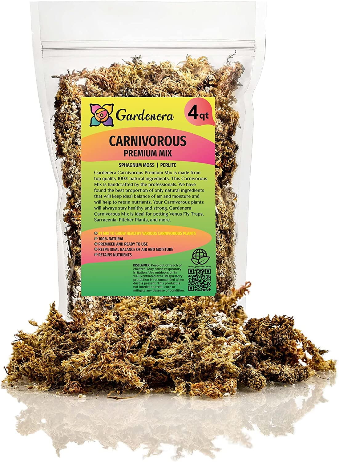 GARDENERA Sphagnum Moss Potting Mix for Carnivorous Plants, Moss and