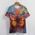 thumbnail image 4 of Colorful Butterfly T-Shirts Casual T-Shirt Short Sleeve Women Trendy Tshirt Beach Custom Tops, 4 of 5