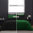 thumbnail image 3 of D.N.G. BEDDINGS 5 Piece Luxury Reversible Diamond Pattern Comforter Set Premium Super Soft, All Season 800 TC, 100% Egyptian Cotton Oversized Super King Size Green/Black Solid Color, 3 of 7