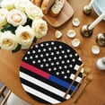 thumbnail image 2 of Thin Red Blue White Line Round Placemats Set of 6 for Dinning Tables,Heat-proof Braided Table Mats 15 Inch,American Flag Star Washable Place Mat for Kitchen Restaurant Party Decor Table Setting, 2 of 9