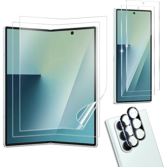 6 Pack for Samsung Galaxy Z Fold 7 Screen Protector, 2 Pac Inside Flexible Film   2 Pcs Front Tempered Glass   2 Pcs Camera Protector, Scratch Self-Healing, Bubble-Free, HD Screen Protector