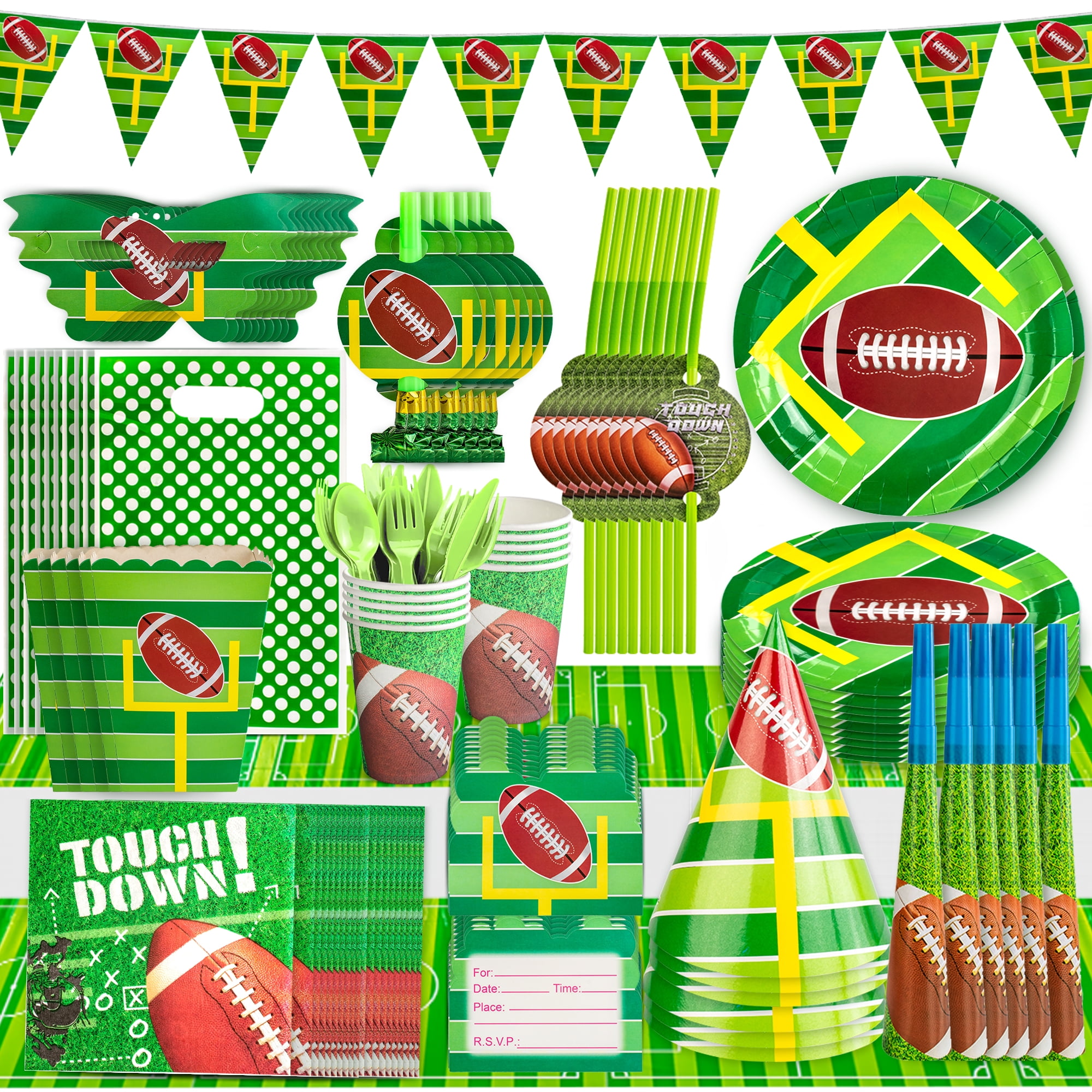 Football Themed Party Supplies Tableware Kit 16 Sets, Super Bowl Decorations for Touchdown Game