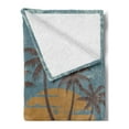 thumbnail image 2 of Cars Soft Flannel Fleece Throw Blanket, Vintage Car on the Beach with Palm Trees at Sunset Grunge Display, Cozy Plush for Indoor and Outdoor Use, 50" x 60", Pale Yellow Dark Orange, by Ambesonne, 2 of 5