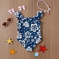 thumbnail image 6 of Grblisyd Girls One Piece Swimsuits Flutter Sleeve Hawaiian Beach Sport Swimwear Kids Crew NeckBathing Suit 8 Years, 6 of 6
