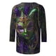 thumbnail image 4 of Xuyuer Carnival 2025 Womens 3/4 Sleeve Tops Mardi Gras and Costumes Fashion Round Neck Printed Blouse, 4 of 6