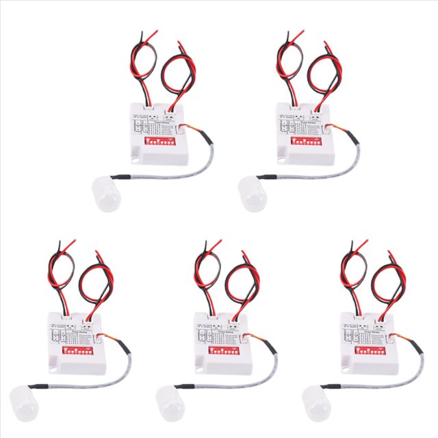 5X Interruptor de Sensor de Movimiento PIR de 12 V 24 V Interruptor de Relé de Retardo de Tiempo de Inducción Infrarrojo IR Interruptor de Temporizador de Luz LED de Pasillo