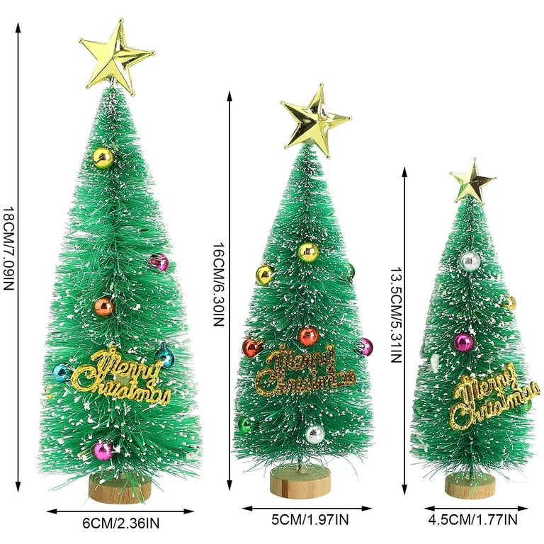 Miniature Frosted Christmas Pine Trees: 5cm - 2pc Miniature Frosted Christmas Pine Trees: 5cm - 2pc
