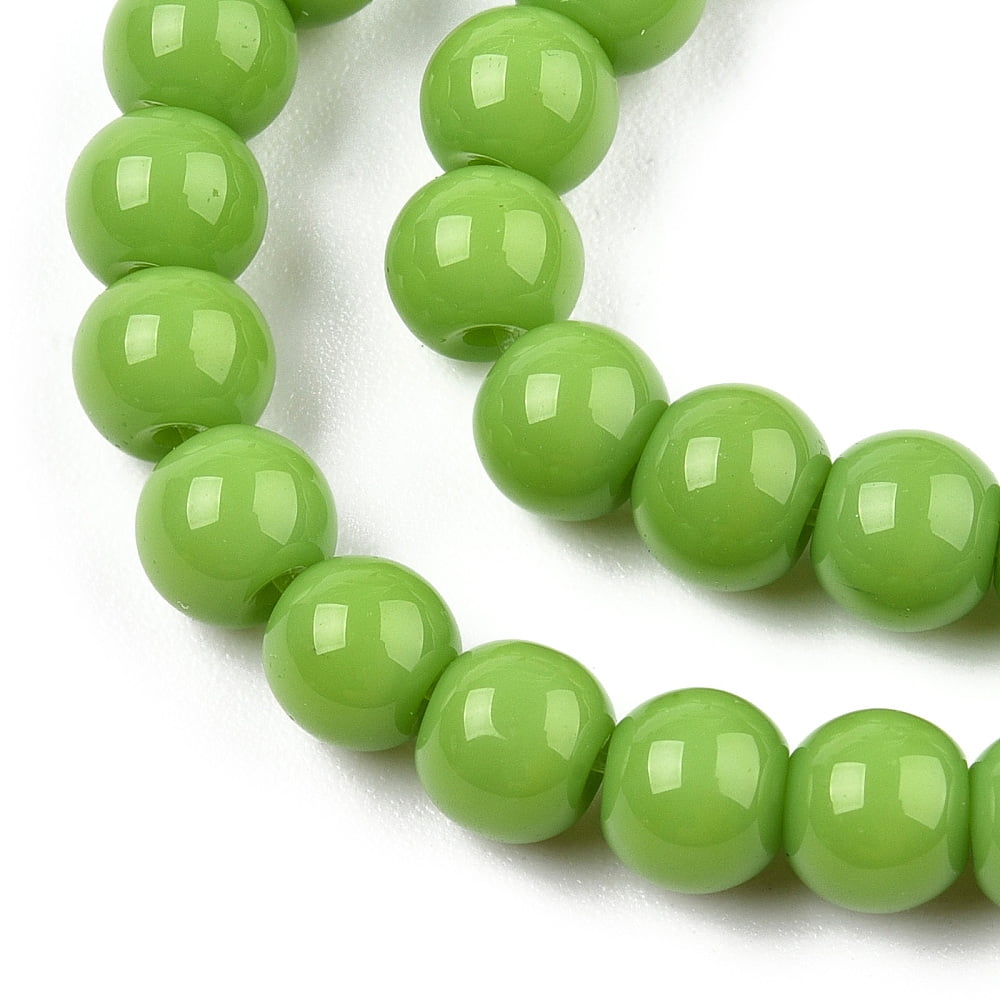 20Strand Opaque Solid Color Glass Beads Strands Round Lime Green 9.5~10mm Hole: 1.5mm about 40~42pcs/strand 14.76~15.12 inch(37.5~38.4cm)