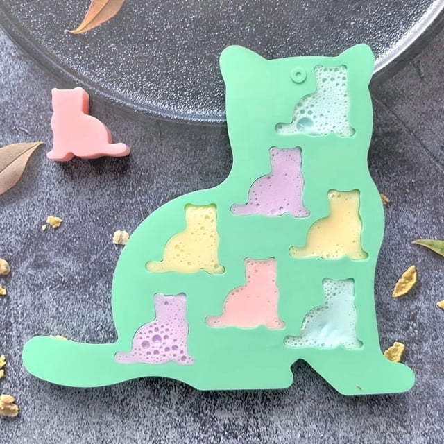 Molde for bandeja de hielo con forma de gatito, 2 uds., molde de silicona de 7 cavidades for decoración de helado, chocolate y pasteles