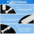 thumbnail image 4 of Uxcell 150 Pack/50 Sets Nylon Hex Bolts, M4 x 8mm Plastic Full Threaded Hex Head Screws Bolts and Nuts with Flat Washers for Machinery Electronics Industrial Accessories, White, 4 of 6