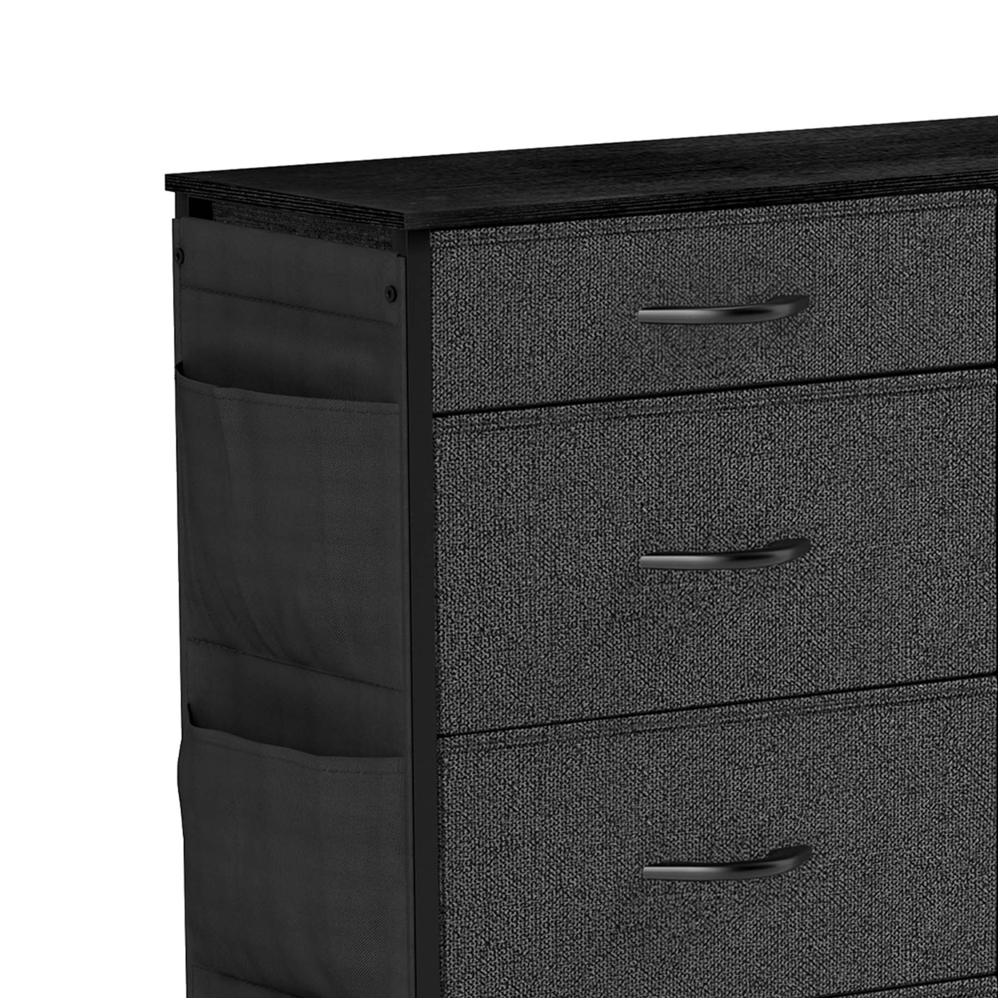 Uforic 10 Drawer Fabric Storag Dresser with Side Pockets, Sturdy Steel Frame, Wooden Top, for , Closets for Adult, Black Ash