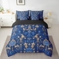 thumbnail image 3 of Feelyou Retro Fashion Damask Twin Bedding Sets 7-Piece, Western Mandala Paisley Bedding Comforter Set, Blue Gold Boho Flower Reversible Sheet Sets, Lightweight Room Decor, 3 of 9