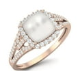 thumbnail image 2 of 3.2 Cts Cushion Shape Pearl 925 Sterling Silver Rose Vermeil Solitaire With Accent Trio Shank Dainty Mother's Day Gift Ring For Women, 2 of 3