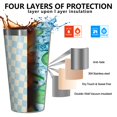 thumbnail image 3 of 16oz Tumblers Light Blue and Cream Checkered Pattern Stainless Steel Vacuum Insulated Double Wall Travel Tumbler Cups Mug with Lid and Straw,Cleaning Brush for Coffee,Tea, 3 of 4