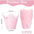 thumbnail image 2 of 50Pcs Tulip Cupcake Liners for Baking Cups, Greaseproof Muffin Paper Holders Disposable Unbleached Cup Cake Wrappers for Birthday Banquets Wedding Baby Showers Party Christmas, 2 of 4